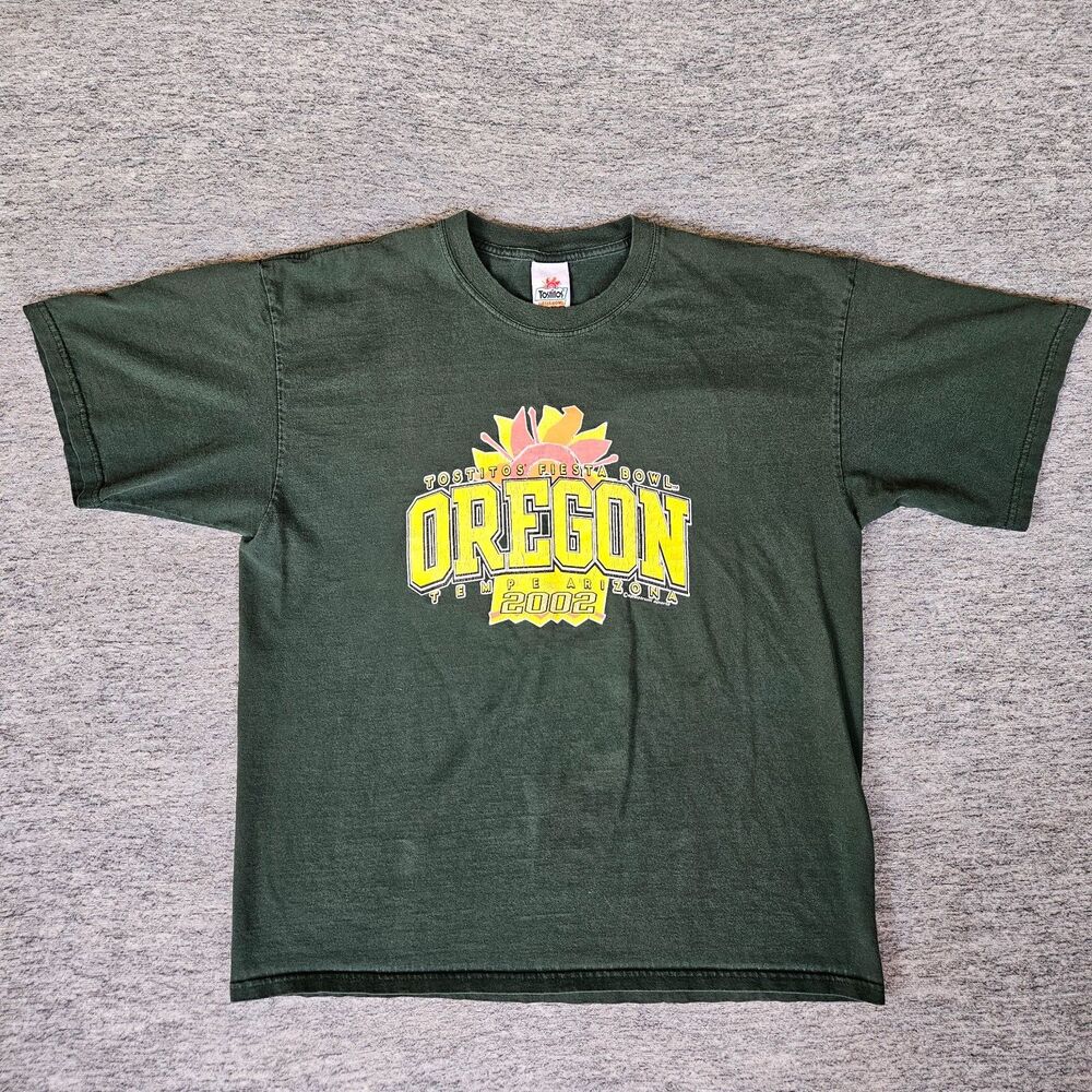 Vintage Oregon Ducks Official Tostitos Fiesta Bowl Champions 2002 Shirt XL Green